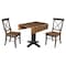 International Concepts 36 in. Solid Wood Square Dual Drop Leaf Dining Table with 2 Chairs in Hickory/Washed Coal K45-36SDP-C613-2 - alternate 4